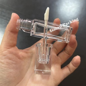 ISMAN - Tubo de Brillo Labial Cuadrado Transparente de 10 ml, Envase Vacío para Brillo Labial, Transparente como el Cristal, con Varita Aplicadora, Logotipo Personalizado - Product Image 4