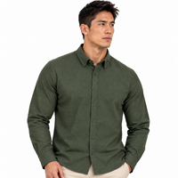 Kemeja Pria Katun 100% Katun Twill Kasual Lengan Panjang Kancing Depan Logo Kustom Grosir Kemeja Bisnis Kasual