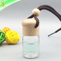Bouteille diffuseur de parfum ronde de 9 ml pour grille d'aération de voiture, vide, avec bouchon en bois et corde, surface sérigraphiable, pulvérisateur à pompe, type scellé