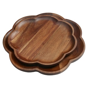 Luxury Premium <strong>Wood</strong> Charger <strong>Plate</strong> Flower Shape Wooden Dishes <strong>Plate</strong> Round <strong>Wood</strong> <strong>Plate</strong> - Product Image 4