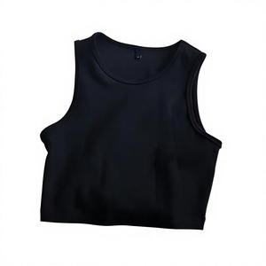 Top Corto de Punto Blanco para Mujer al por Mayor, Cuello Redondo, Minimalista, Color Sólido, Sin Mangas, Largo Corto - Product Image 6