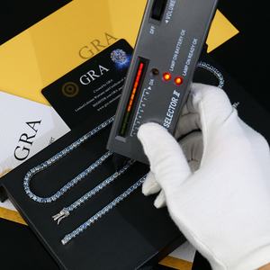 Collar de Cadena de Tenis con Diamantes Moissanita Cultivados en Laboratorio, Color Azul Real, VVS, Chapado en Oro Blanco de 5mm, Plata de Ley S925, de 3-6mm - Product Image 1