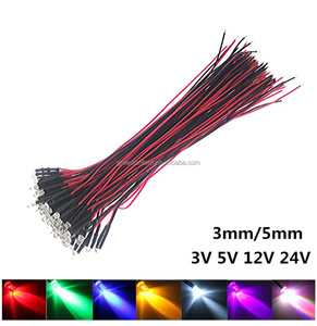 Diodo LED de 12V, 3mm, 5mm, 10mm, con Cable de 20cm, Pre-cableado, Lámpara LED con Base de Plástico - Product Image 4