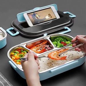 Stainless Steel <b>Lunch</b> <b>Box</b> Food-Storage Container with 4 <b>Compartments</b> Stainless Steel Bento <b>Box</b> Dishwasher Safe Stylish - Product Image 4