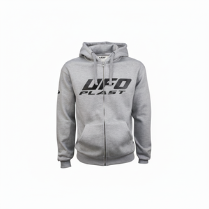 Felpa con cappuccio lavata con acido con etichetta personalizzata con cerniera e Design stampato a schermo con motivo solido Anti-strizzacervelli - Product Image 1