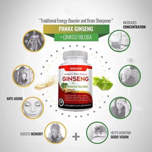 OEM Veggie Superfood Kruidensupplementen Koreaanse <span class=keywords><strong>Panax</strong></span> <span class=keywords><strong>Ginseng</strong></span> en Ginkgo Biloba <span class=keywords><strong>Capsules</strong></span> Energiebooster Voedingssupplement - Product Image 5