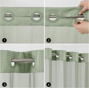 Rideau de douche moderne de luxe sans crochet, <span class=keywords><strong>double</strong></span> couche gaufré, grandes anneaux, polyester imperméable et lavable, pour salle de bain d'hôtel - Product Image 3