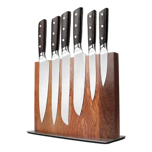 Set di coltelli da cucina professionali Super affilati coltelli da cucina chef con manico in legno in acciaio inossidabile con blocco