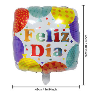 Vente chaude 18 pouces forme ronde feuille imprimé ballons espagne <span class=keywords><strong>joyeux</strong></span> <span class=keywords><strong>anniversaire</strong></span> ballons en aluminium gonflables pour la décoration de fête - Product Image 5