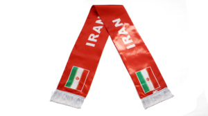 Bufanda Persa de Satén Iraní de 17x135cm con Diseño de Borla Blanca, Bufanda con León Persa, Bandera del Imperio Iraní - Product Image 2