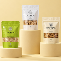 Sachets personnalisés en papier kraft avec fenêtre et fermeture éclair pour flocons d'avoine, noix et snacks, 100g 250g 500g pour les États-Unis, le Royaume-Uni et le Canada