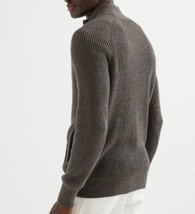 남자 집업 가디건 스웨터 헤비 웨이트 올드 머니 스타일 모의 넥 캐주얼 터틀넥 스웨터 니트 필수품 운동복 - Product Image 2