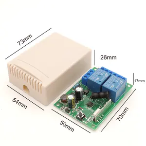 مفتاح التحكم عن بعد اللاسلكي RF 433MHz AC 110V 220V 2 قناة مرحل 10A مستقبل لموتور مصباح باب الجراج