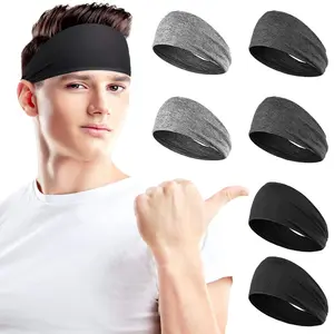 Camo baskı özel baskı desen gerilmiş polyester kumaş geniş hairband spor spor kafa bandı ince mens için