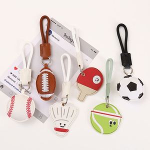 YY Fashionable PU Leather Braided Keychain Tennis Designs Ideal for <b>Bag</b> <b>Charm</b> Cute Baseball Keychain for Gifts - Product Image 1