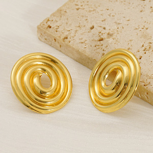 Zogxin Gold Spiral Stud Earrings Geometric Design Party Fashion Jewelry - Product Image 2