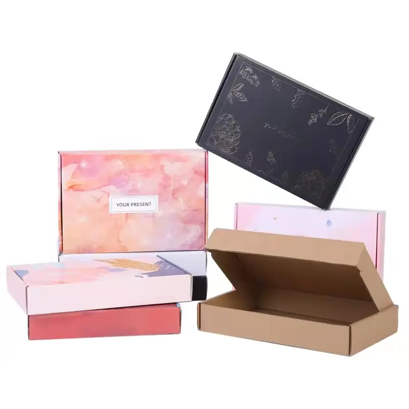 Wholesale Grocery Shipping Corrugated Shoe Tea Foldable Paper Packaging Pink Grey Black White Mail Printed Custom Mailer Boxes