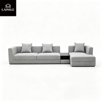 Canapé modulaire en tissu en forme de L moderne pour salon, ensemble de canapés modulaires avec table d'appoint, meubles de maison en tissu personnalisables