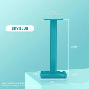 Sky Blue Earphone <b>Stand</b> 20cm Height Plastic <b>Desktop</b> Display Holder for Headphones - Product Image 1