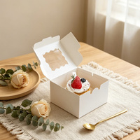 Boîte à gâteau et biscuits carrée transparente en papier écologique, mini emballage avec fenêtre, boîte à dessert à emporter, personnalisable