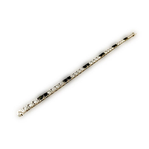 Pulsera de tenis clásica retro en blanco y negro de 4.20MM con circonita cúbica de corte europeo, unión perfecta, joyería fina de lujo - Product Image 5
