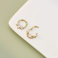 Anneau de piercing en titane ASTM F136 pour septum, nez, oreille, daith, hélix, conch, clicker, segment, avec pendentif cœur en zircon cubique et chaîne, fabrication usine