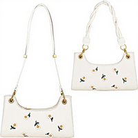 Sacs à main de luxe de créateurs, sac bandoulière sous le bras, fermeture éclair, deux sangles amovibles, matériau PU, broderie marguerite