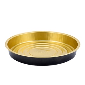 580ML/19.3Oz Vòng Nhôm Dùng Một Lần Pizza Tấm Takeaway Container <span class=keywords><strong>Foil</strong></span> Tray Với Nắp Đậy - Product Image 1