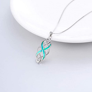 Collana con Ciondolo Nodo Celtico per Donne, Catena Intrecciata Geometrica Stile Opale, Gioielli alla Moda - Product Image 4