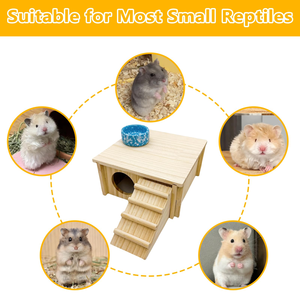 Escondite <span class=keywords><strong>de</strong></span> hámster <span class=keywords><strong>de</strong></span> madera extraíble con escalera-hábitat <span class=keywords><strong>de</strong></span> múltiples ventanas para hámsteres sirios, jerbos y mascotas pequeñas - Product Image 6