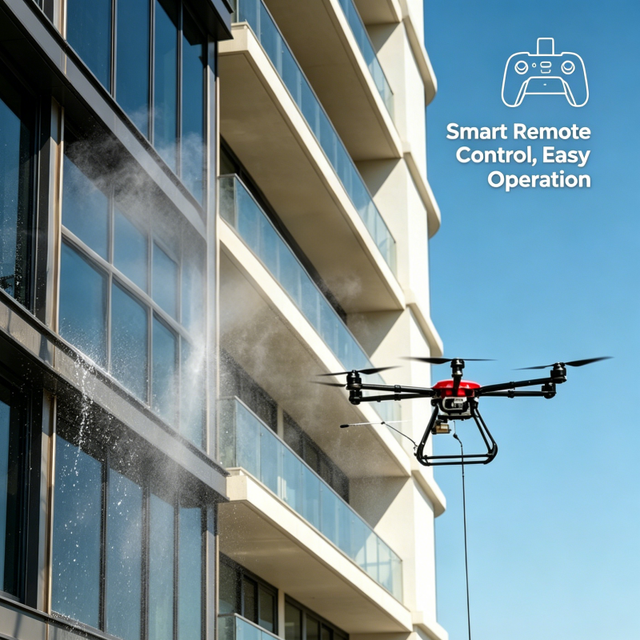 Factory Direct ODM Low Noise Precise Position Apartment Building Outer Window Glass Facade Pressure Washing Drone