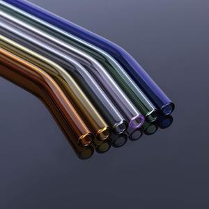 Pailles en verre borosilicate courbées colorées en gros, pailles en verre courbées réutilisables - Product Image 5