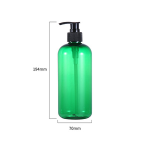 Green Plastic Pump Bottle 500ml For <b>Shampoo</b> Body Wash Conditioner Travel Size Cosmetic Bottles - Product Image 4