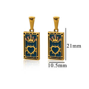 Nuevo colgante encanto collar joyería <span class=keywords><strong>Tarot</strong></span> ins moda retro DIY colgante acero inoxidable rectangular goteo aceite circón torre - Product Image 6