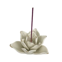 Porte-encens Lotus blanc brûleur d'encens en céramique bâton de fleur pour Yoga Studio salon décor à la maison (2.1 pouces) fait à la main