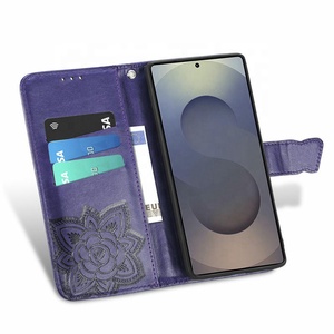 Custodia a Portafoglio per <span class=keywords><strong>Samsung</strong></span> S26 Ultra S25 S24 S23 con Porta Carte di Credito, in Pelle PU con Motivo Farfalla e Cinturino da Polso - Product Image 4