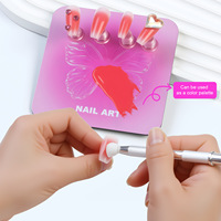 Support à ongles papillon rose 2 en 1, support d'entraînement pour faux ongles, base Aurora, plateau magnétique complet, support pour salon de manucure