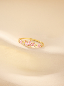 Bague tendance en argent 925 avec zircon rose, motif fleur mignon, ajustable, pour femme - Product Image 2