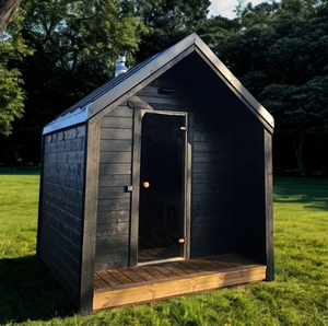 屋外強化ガラスドア無垢材2人用サウナ屋外伝統的サウナキャビン - Product Image 2