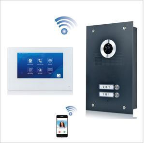 <span class=keywords><strong>Videoportero</strong></span> Inteligente con Pantalla Táctil FHD de 7 Pulgadas, 4 Cables, Memoria, IP65, Mensaje de Voz, para Casas de <span class=keywords><strong>2</strong></span> Familias - Product Image 1