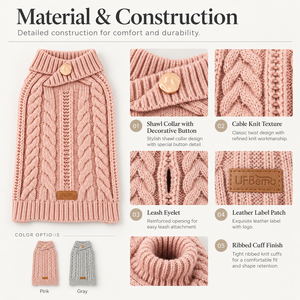 Pull en tricot torsadé à col roulé pour chien avec bouton décoratif, chaud pour l'hiver, personnalisable avec logo – Vente en gros - Product Image 2