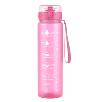 Bouteille d'eau minimaliste 1L en PC écologique avec rappel d'hydratation quotidienne, couvercle à clapet et sangle de transport, pour eau bouillante