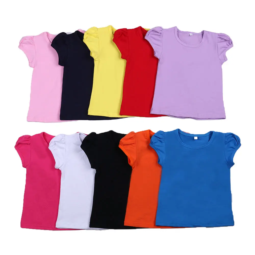Camiseta lisa de algodón de manga corta para niños, ropa de manga corta con cuello redondo, a granel