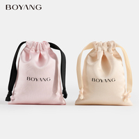 Sac à bijoux en satin de luxe, pochette d'emballage pour collier, pendentif, bague, boucles d'oreilles, bracelet, logo personnalisé Boyang