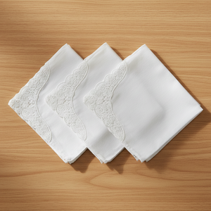 Pañuelo <span class=keywords><strong>de</strong></span> boda blanco personalizado para mesa <span class=keywords><strong>de</strong></span> boda, pañuelo suave <span class=keywords><strong>de</strong></span> algodón puro para mujer con encaje <span class=keywords><strong>de</strong></span> <span class=keywords><strong>ganchillo</strong></span> - Product Image 1