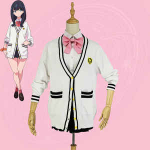 Takarajima Rikka Cosplay Costume White Cardigan Pink Bow Tie Anime School Uniform Female Role Play Outfit Spring 2022 - Product Image 1