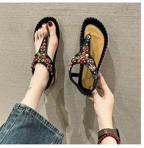 Extra Large Size Ethnic Beach <b>Sandals</b> Women Comfort Clip Toe <b>Flat</b> Roman Student Herringbone Foreign Trade Footwear - Product Image 3
