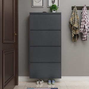 Porte-<span class=keywords><strong>chaussures</strong></span> moderne <span class=keywords><strong>noir</strong></span> à 4 niveaux en acier Offre Spéciale meuble de salon pour la maison, hôtel, salle de sport, appartement - Product Image 3