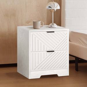 Moderne E1 MDF witte gegroefde geometrische design opbergkast met <span class=keywords><strong>2</strong></span> laden, eenvoudige montage voor woonkamer en slaapkamer - Product Image 3