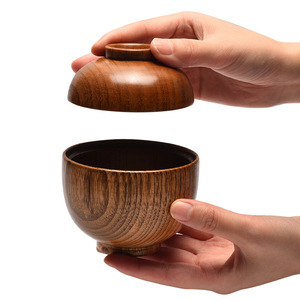 Bol rond en bois de jujube fait à la main, anti-chaleur, bol à <span class=keywords><strong>salade</strong></span> avec couvercle en bois, bol à nouilles, à riz, à soupe <span class=keywords><strong>pour</strong></span> servir des salades et des aliments lors de fêtes - Product Image 1